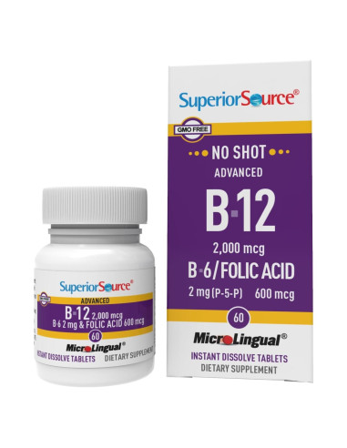 Suplemento Vitaminas B Superior Source B-12 B-6 Ácido Fólico 60 Tabletas