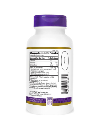 Aceite de Pescado Siglo 21 1000 mg 120 Cápsulas Blandas