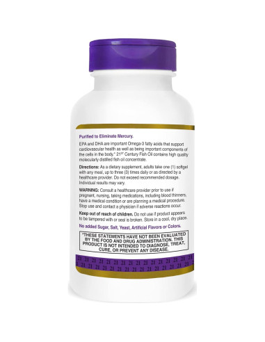Aceite de Pescado Siglo 21 1000 mg 120 Cápsulas Blandas