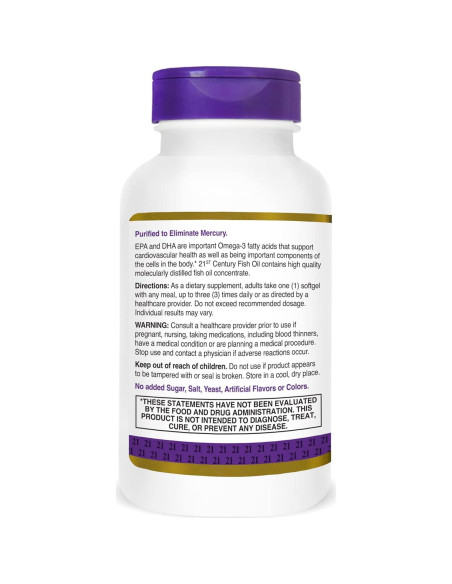 Aceite de Pescado Siglo 21 1000 mg 120 Cápsulas Blandas Aceite de Pescado Siglo 21 1000 mg 120 Cápsulas Blandas