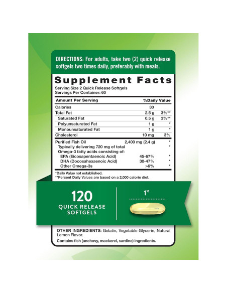 Aceite de Pescado Verdad de la Naturaleza 2400mg 120 Cápsulas