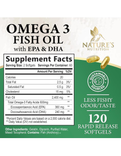 Suplemento Omega 3 Aceite de Pescado Nature's Nutrition 2400 mg - 120 Cápsulas Blandas 2