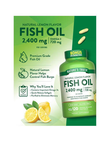 Aceite de Pescado Verdad de la Naturaleza 2400mg 120 Cápsulas