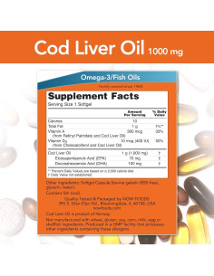 Aceite de Hígado de Bacalao Now Foods 1000 mg 90 Geles Blandos 2