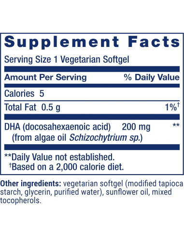 Suplemento DHA Vegetariano Life Extension 30 Gelatinas Blandas