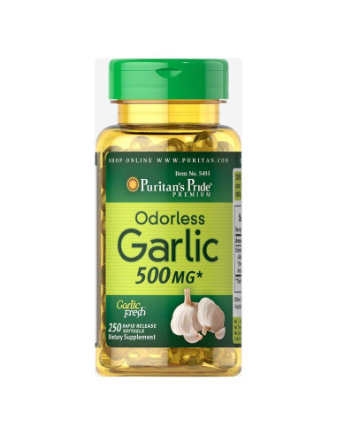 Suplemento Dietético Ajo Sin Olor Puritan's Pride 500mg 250 Gelatinas