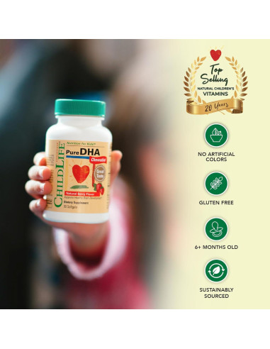 Suplemento de DHA ChildLife para Niños - 90 Geles Blandos Sabor Fresa