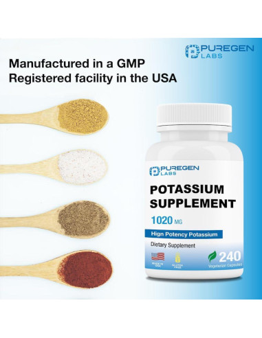Suplemento de Bicarbonato de Potasio Puregen Labs 1020 mg 240 Cápsulas Vegetarianas