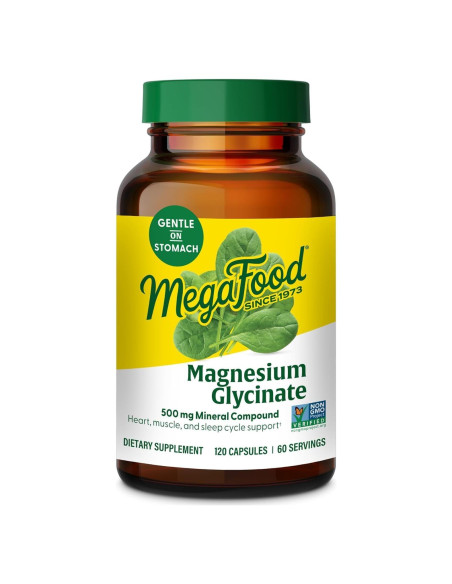 MegaFood Magnesio Glicinato 500mg - Suplemento Digestivo - 120 Cápsulas