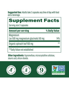 MegaFood Magnesio Glicinato 500mg - Suplemento Digestivo - 120 Cápsulas 2