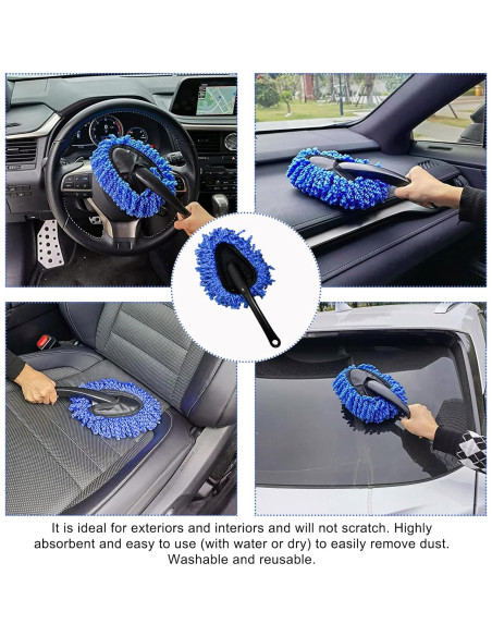 2 Plumones de Microfibra Sylvil para Auto, Limpiador Multifuncional