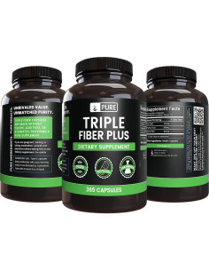 Suplemento de Triple Fibra 365 Cápsulas Ingredientes Orgánicos Puros 2