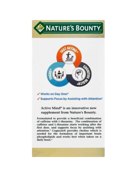 Suplemento Dietético Nature's Bounty Active Mind 1000 mg 60 Tabletas