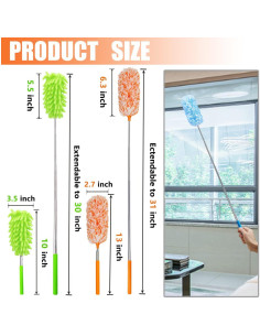 Plumero de Microfibra HDongany 4 Pcs Lavable Extensible 33-76 cm 2