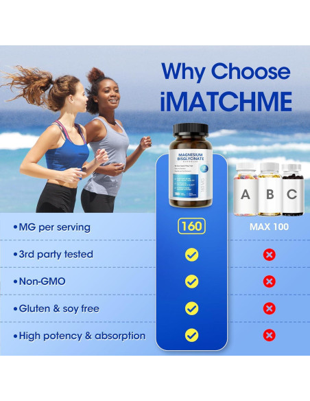 Bisglicinato de Magnesio iMATCHME 180 Cápsulas Suplemento