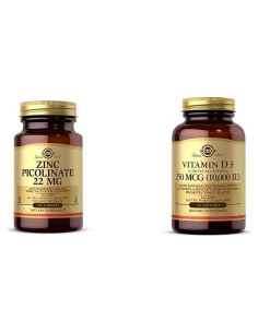 Solgar Zinc Picolinate 22 mg y Vitamina D3 250 mcg 120 Softgels