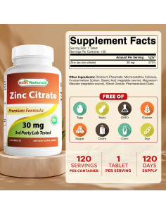 Suplemento de Zinc 30mg Mejores Naturales 120 tabletas 2