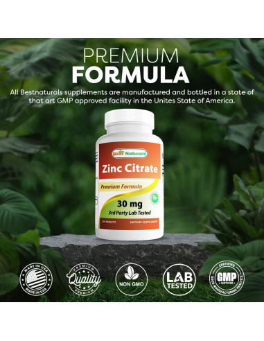 Suplemento de Zinc 30mg Mejores Naturales 120 tabletas