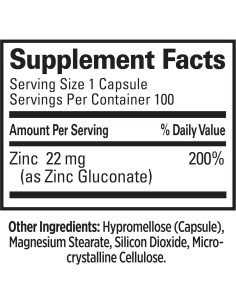 Suplemento de Gluconato de Zinc Quantum Health 22mg 100 Cápsulas 2