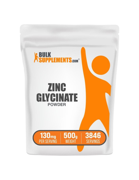 Polvo de Glicinato de Zinc BulkSupplements 500g - Suplemento Mineral