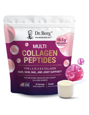 Polvo de Colágeno Dr. Berg Sin Sabor 14g Proteína 25 Porciones