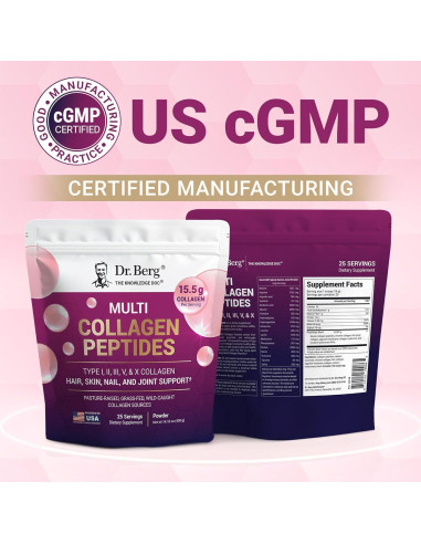 Polvo de Colágeno Dr. Berg Sin Sabor 14g Proteína 25 Porciones