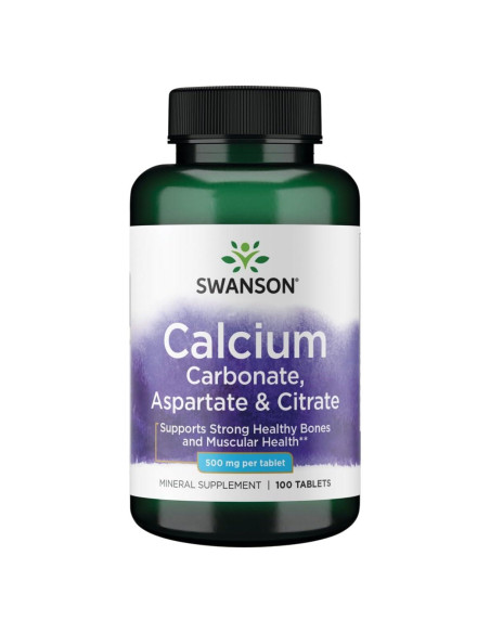 Suplemento de Calcio Swanson 500 mg 100 Tabletas Salud Ósea Suplemento de Calcio Swanson 500 mg 100 Tabletas Salud Ósea