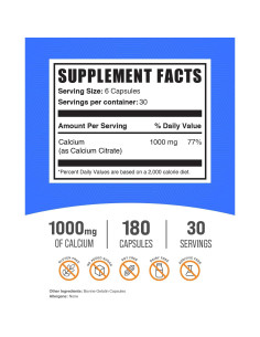 Cápsulas de Citrato de Calcio BulkSupplements 1000mg 180 Unidades 2