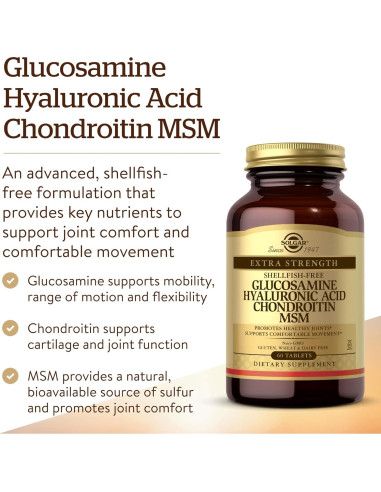 Suplemento Articular Solgar Glucosamina 60 Tabletas - Sin Gluten