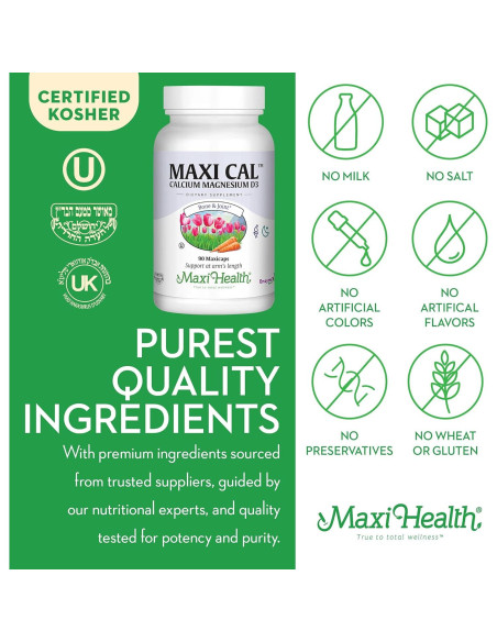 Suplemento de Calcio Maxi Health 1000 mg + D3 1000 UI + Magnesio 500 mg - 90 Cápsulas Suplemento de Calcio Maxi Health 1000 mg + D3 1000 UI + Magnesio 500 mg - 90 Cápsulas