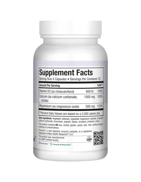 Suplemento de Calcio Maxi Health 1000 mg + D3 1000 UI + Magnesio 500 mg - 90 Cápsulas Suplemento de Calcio Maxi Health 1000 mg + D3 1000 UI + Magnesio 500 mg - 90 Cápsulas