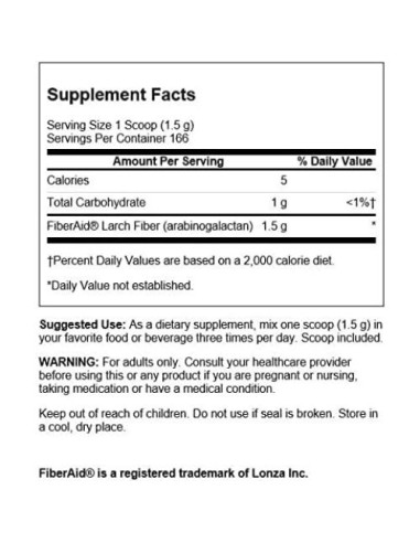 Swanson FiberAid - Polvo Prebiótico de Larch 249g - Salud Digestiva