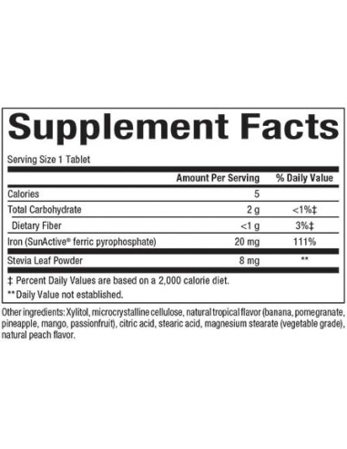 Suplemento de Hierro Masticable Factores Naturales 20mg 60 Tab