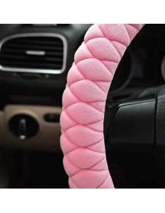 Funda de Volante HAOKAY Rosa Suave Universal 37-38 cm 2