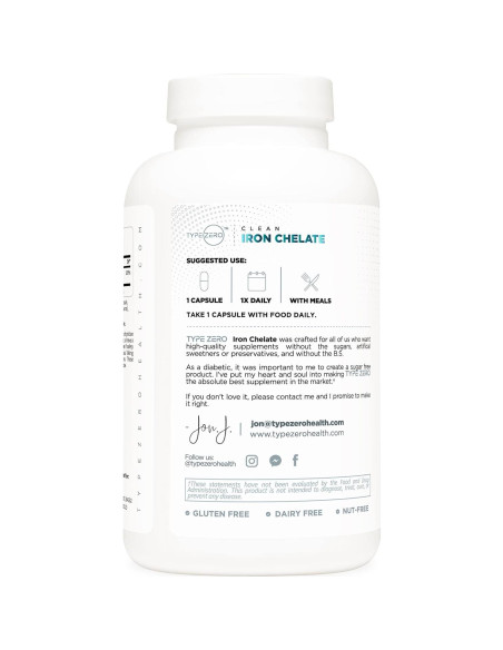 Cápsulas de Quelato de Hierro Tipo Cero 18mg - 240 Cápsulas