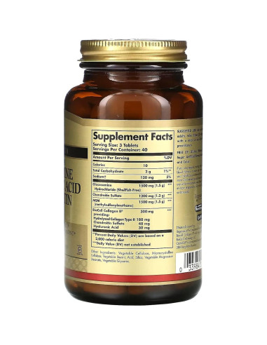 Solgar Glucosamina Condroitina MSM Ácido Hialurónico 120 Tabletas