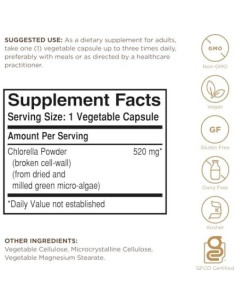 Chlorella Solgar 100 Cápsulas Vegetales - Vegano, Sin Gluten 2