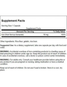 Suplemento de Hierro Swanson Fumarato Ferroso 60 Cápsulas 18mg 2