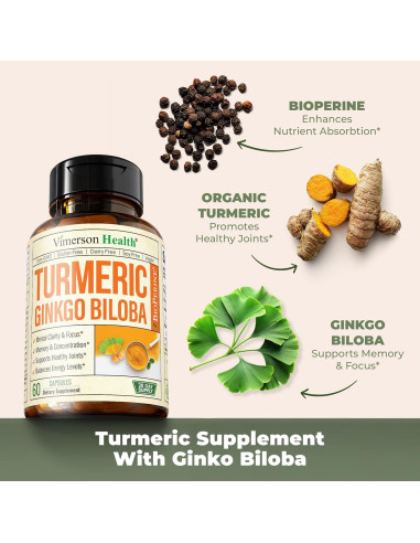 Suplemento de Cúrcuma Curcumina Vimerson Health 60 Cápsulas