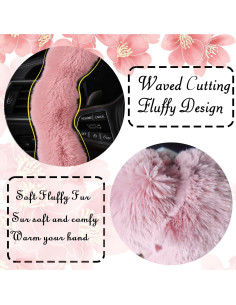 Cubierta de Volante Esponjosa YUNXNYC Rosa 38cm para Auto 2