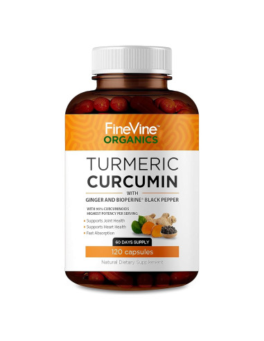 Cápsulas de Cúrcuma Curcumina FineVine 120 Unidades con BioPerine