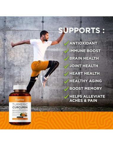 Cápsulas de Cúrcuma Curcumina FineVine 120 Unidades con BioPerine