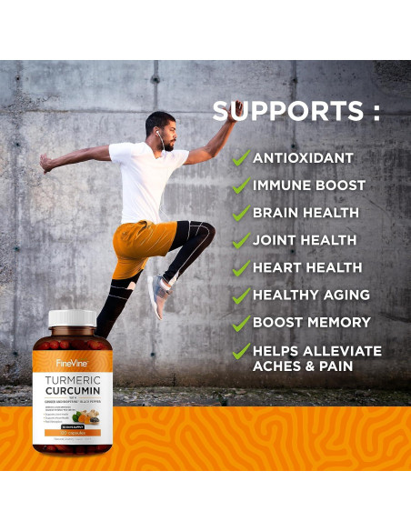 Cápsulas de Cúrcuma Curcumina FineVine 120 Unidades con BioPerine