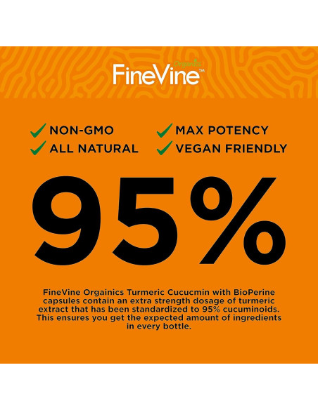 Cápsulas de Cúrcuma Curcumina FineVine 120 Unidades con BioPerine