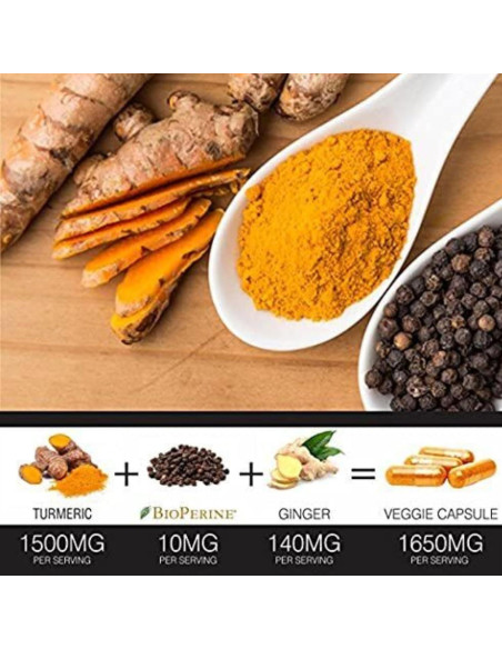 Cápsulas de Cúrcuma Curcumina FineVine 120 Unidades con BioPerine