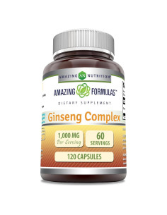 Suplemento de Ginseng Coreano 1000mg Nutrición Asombrosa 120 Cápsulas