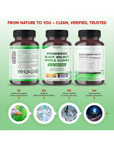 Suplemento Digestivo Ajenjo PeakPury 150 Cápsulas 150g