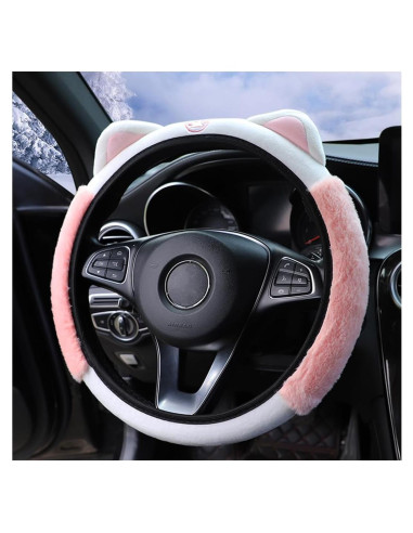 Funda de Volante Bittwee 15" Peluche con Orejas de Gato Rosa