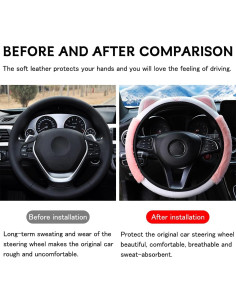 Funda de Volante Bittwee 15" Peluche con Orejas de Gato Rosa 2