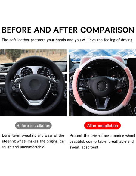 Funda de Volante Bittwee 15" Peluche con Orejas de Gato Rosa